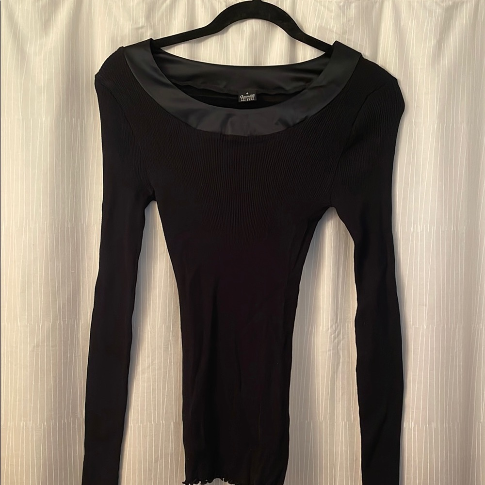 Black Long Sleeve Shirt (70% wool, 30% silk)